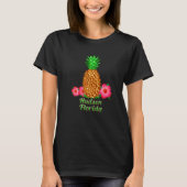Ik hou van Hudson Florida FL ananas bloemen T-shirt (Voorkant)