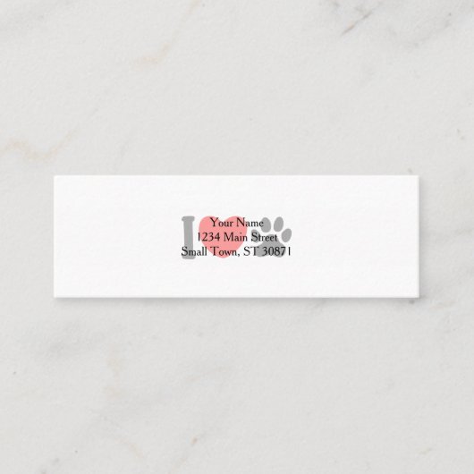 Ik hou van huisdier - Kies achtergrondkleur Mini Visitekaartje (Voorkant)