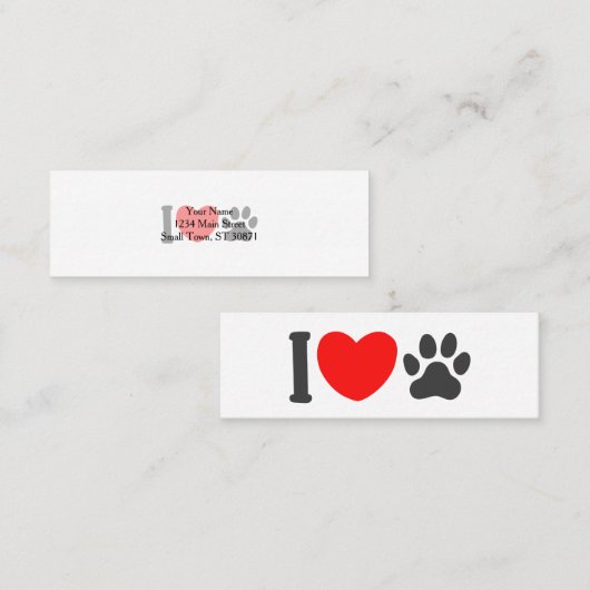 Ik hou van huisdier - Kies achtergrondkleur Mini Visitekaartje (Voorkant / Achterkant)