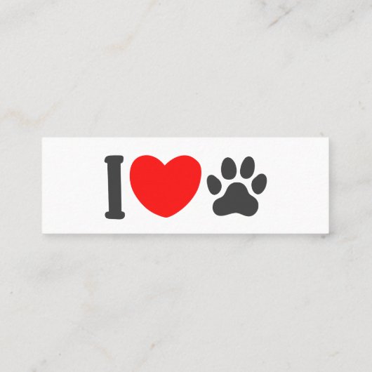 Ik hou van huisdier - Kies achtergrondkleur Mini Visitekaartje (Achterkant)