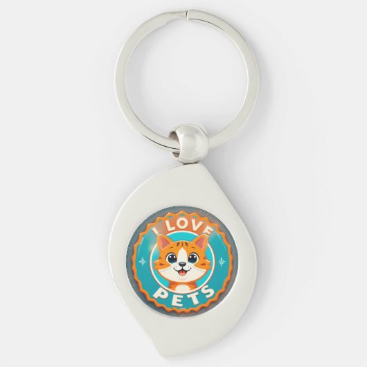 Ik hou van huisdieren knappe kat sleutelhanger (Voorkant)