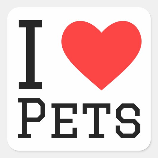 Ik hou van huisdieren vierkante sticker (Voorkant)