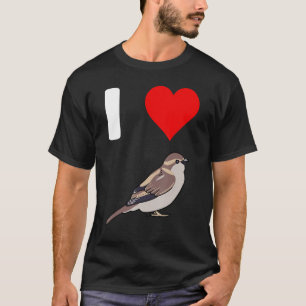 Ik hou van Huismus vogelliefhebber T-shirt