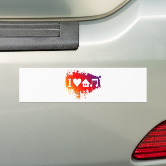 Ik hou van huismuziek bumpersticker (Op auto)