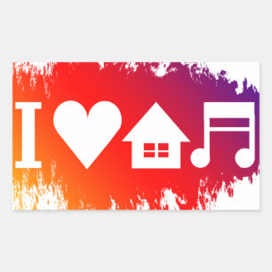 Ik hou van huismuziek rechthoekige sticker
