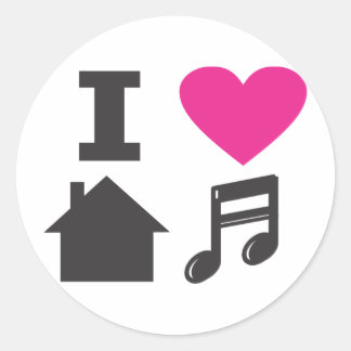 Ik hou van huismuziek ronde sticker