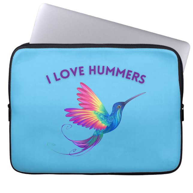 Ik hou van Hummers Exotische Regenboog Hummingbird Laptop Sleeve (Voorkant)
