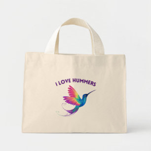 Ik hou van Hummers Exotische Regenboog Hummingbird Mini Tote Bag