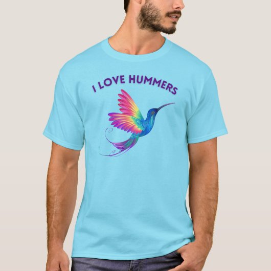 Ik hou van Hummers Exotische Regenboog Hummingbird T-shirt (Voorkant)