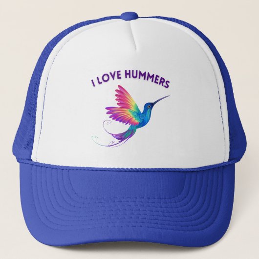 Ik hou van Hummers Exotische Regenboog Hummingbird Trucker Pet (Voorkant)
