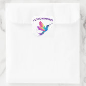 Ik hou van Hummers Exotische Regenboog Hummingbird Vierkante Sticker (Tas)