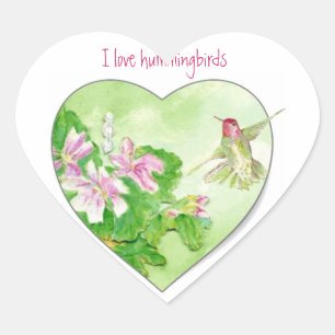 Ik hou van Hummingvogels, Collectie van vogels Hart Sticker