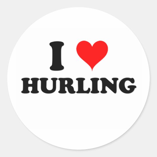 Ik hou van Hurling Ronde Sticker (Voorkant)