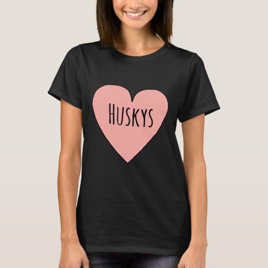 Ik hou van Huskys Schattige Husky Dog Moeder Hart  T-shirt (Voorkant)