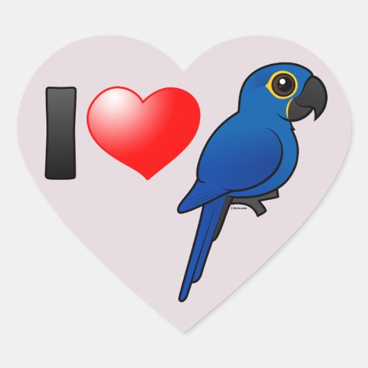 Ik hou van Hyacint Macaws Hart Sticker (Voorkant)