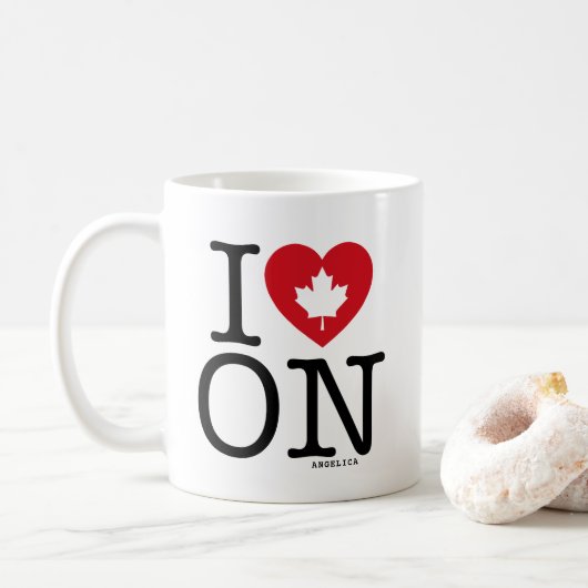 Ik hou van | I Heart Ontario Canada Personalized Koffiemok (Met donut)