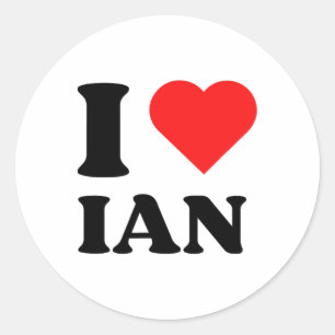 Ik hou van Ian I Heart Ian Naam Y2K Kerstmis Ronde Sticker