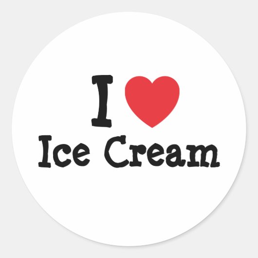 Ik hou van Ice Cream hart T-Shirt Ronde Sticker (Voorkant)