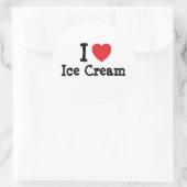 Ik hou van Ice Cream hart T-Shirt Ronde Sticker (Tas)
