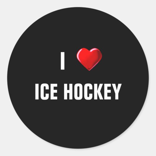 Ik hou van Ice Hockey Ronde Sticker (Voorkant)