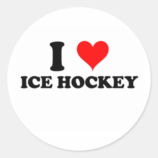Ik hou van Ice Hockey Ronde Sticker (Voorkant)