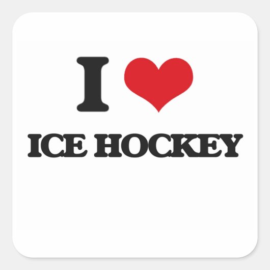 Ik hou van Ice Hockey Vierkante Sticker (Voorkant)