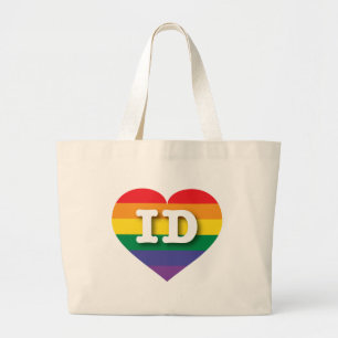 Ik hou van Idaho Rainbow Heart Grote Tote Bag