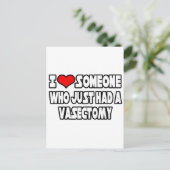 Ik hou van iemand die net een vasectomie had briefkaart (Staand voorkant)