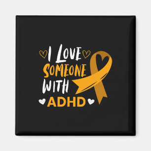 Ik hou van iemand met Adhd Ribbon Awareness Mental Magneet