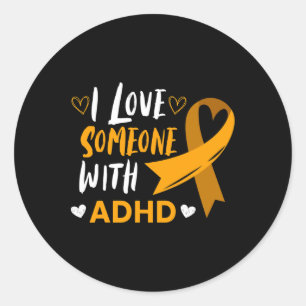 Ik hou van iemand met Adhd Ribbon Awareness Mental Ronde Sticker