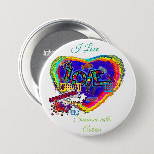 Ik hou van iemand met Autism 2(me) Button (Voorkant /achterkant)
