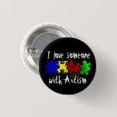 Ik hou van iemand met Autism Button (Voorkant /achterkant)