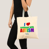 Ik hou van iemand met Autism Cute Custom Rainbow Tote Bag (Voorkant (product))