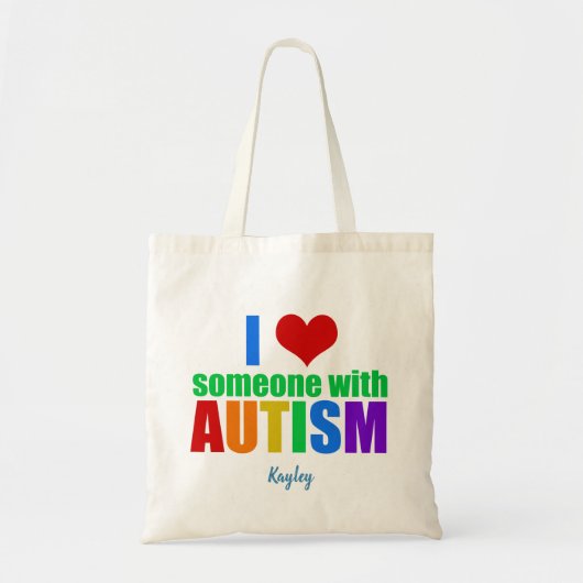 Ik hou van iemand met Autism Cute Custom Rainbow Tote Bag (Voorkant)