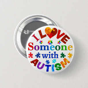 Ik hou van iemand met AUTISM Ronde Button 5,7 Cm