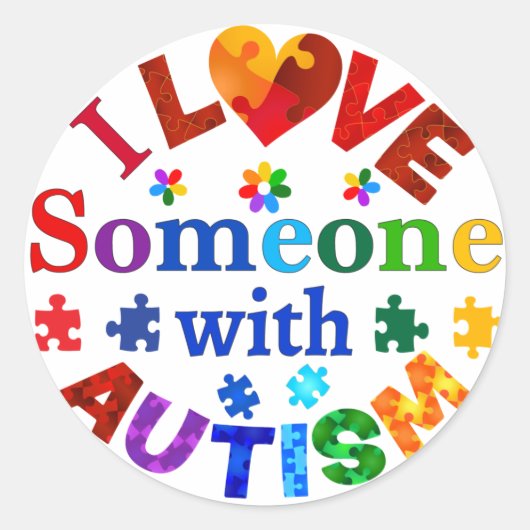 Ik hou van iemand met AUTISM Ronde Sticker (Voorkant)