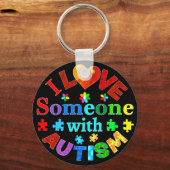 Ik hou van iemand met AUTISM Sleutelhanger (Voorkant)