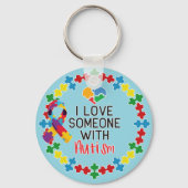 Ik hou van iemand met autisme - Autisme Bewustzijn Sleutelhanger (Achterkant)