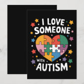 Ik hou van iemand met Autisme Autistic Awareness Kaart (Voorkant / Achterkant)