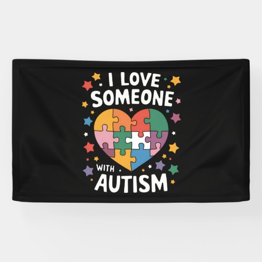 Ik hou van iemand met Autisme Autistic Awareness Spandoek (Horizontaal)