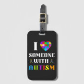 Ik hou van iemand met autisme bagagelabel (Voorkant (verticaal))