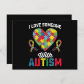 Ik hou van iemand met autisme bewustzijn briefkaart (Voorkant / Achterkant)