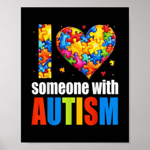 Ik hou van iemand met autisme bewustzijn hart Mann Poster