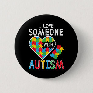 Ik hou van iemand met autisme bewustzijn hart Mann Ronde Button 5,7 Cm
