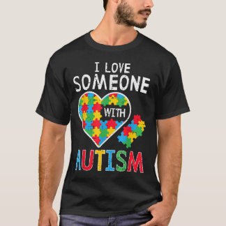 Ik hou van iemand met autisme bewustzijn hart Mann T-shirt