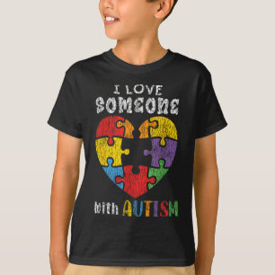 Ik hou van iemand met autisme bewustzijn hart Mann T-shirt