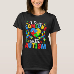 Ik hou van iemand met Autisme Bewustzijn Hart Puzz T-shirt