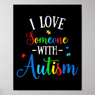 Ik hou van iemand met autisme bewustzijn mannen vr poster
