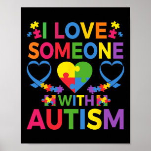 Ik hou van iemand met Autisme Bewustzijn Puzzle St Poster