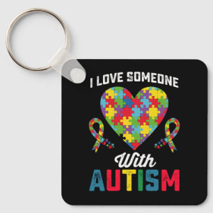 Ik hou van iemand met Autisme Bewustzijn Sleutelhanger